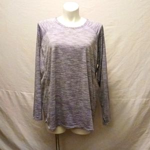 Tek Gear 3X Workout Gear striped purple tailored look shirt w thumb holes